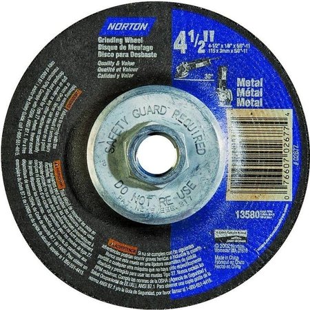 NORTON CO Grinding Wheel, 412 in Dia, 18 in Thick, 5811 in Arbor, 24 Grit, Extra Coarse 66252843609